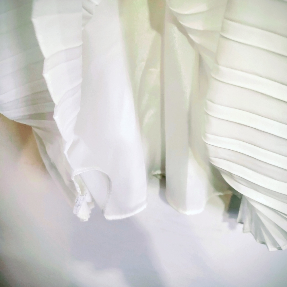 Romantic white dress NEW ruffled cutout details and pleated skirt. Shabby CHIC S - Picture 8 of 13